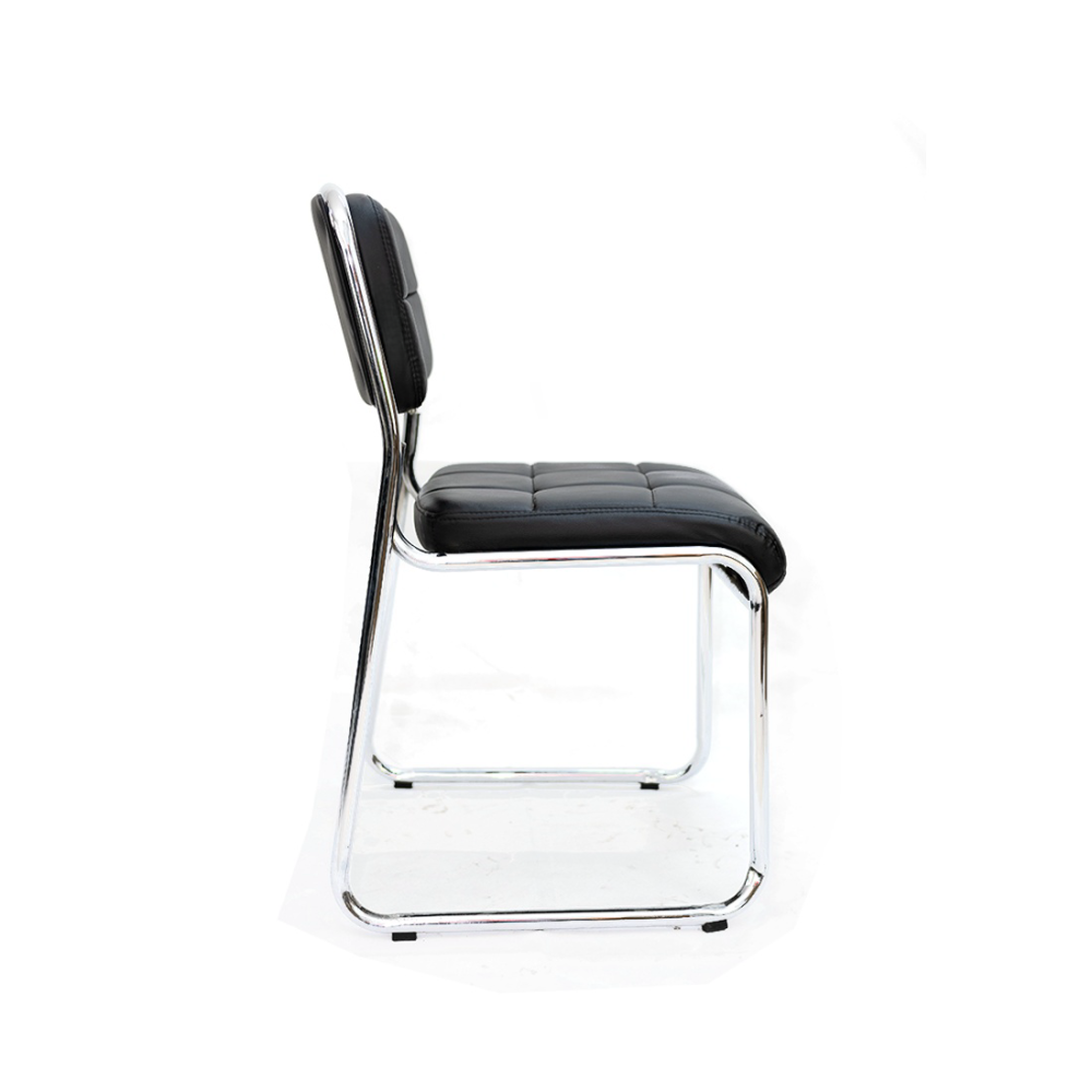 Black Faux Leather Auston Leatherette Visitor Guest Chair Without Arms