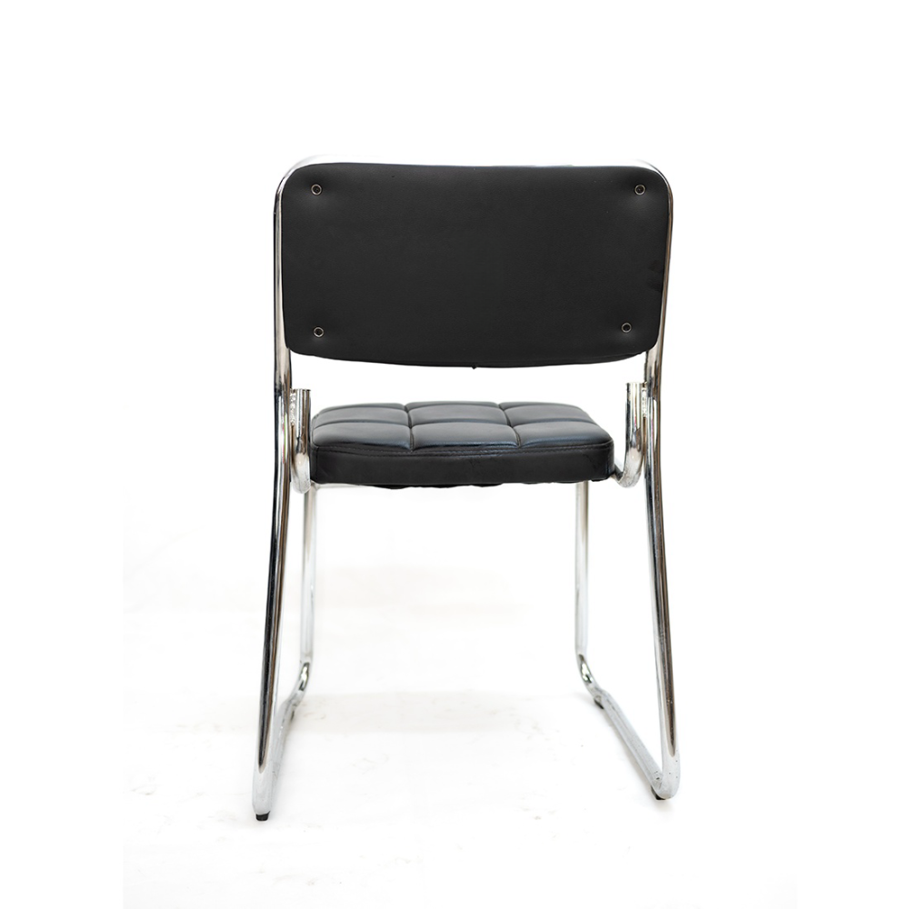 Black Faux Leather Auston Leatherette Visitor Guest Chair Without Arms