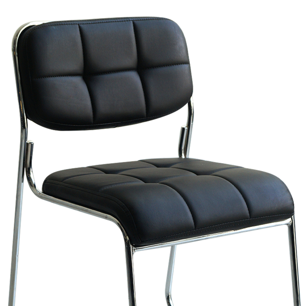 Black Faux Leather Auston Leatherette Visitor Guest Chair Without Arms