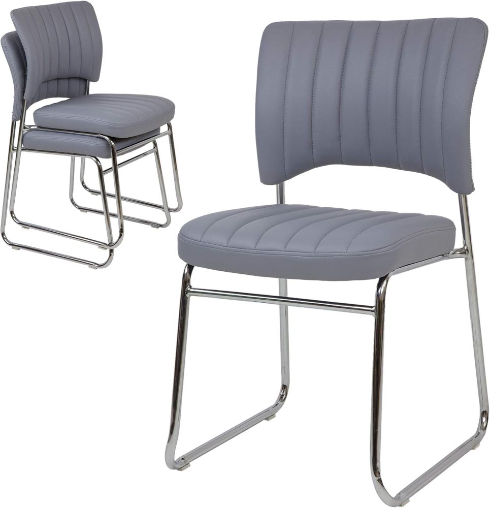 Stackable Meeting Chairs with Faux Leather Seat