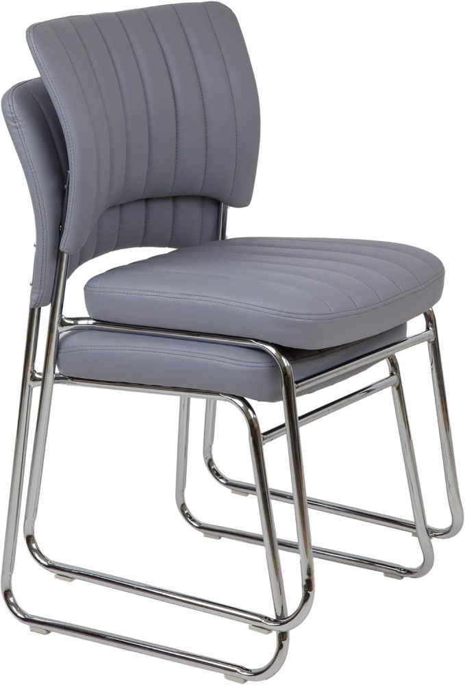 Stackable Meeting Chairs with Faux Leather Seat