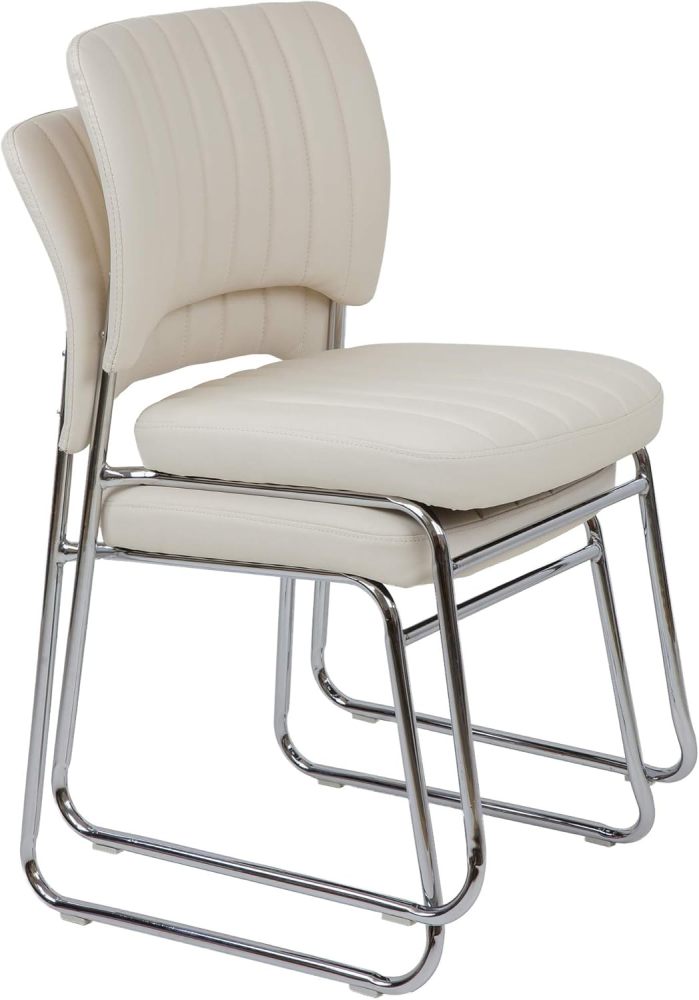 Stackable Meeting Chairs with Faux Leather Seat