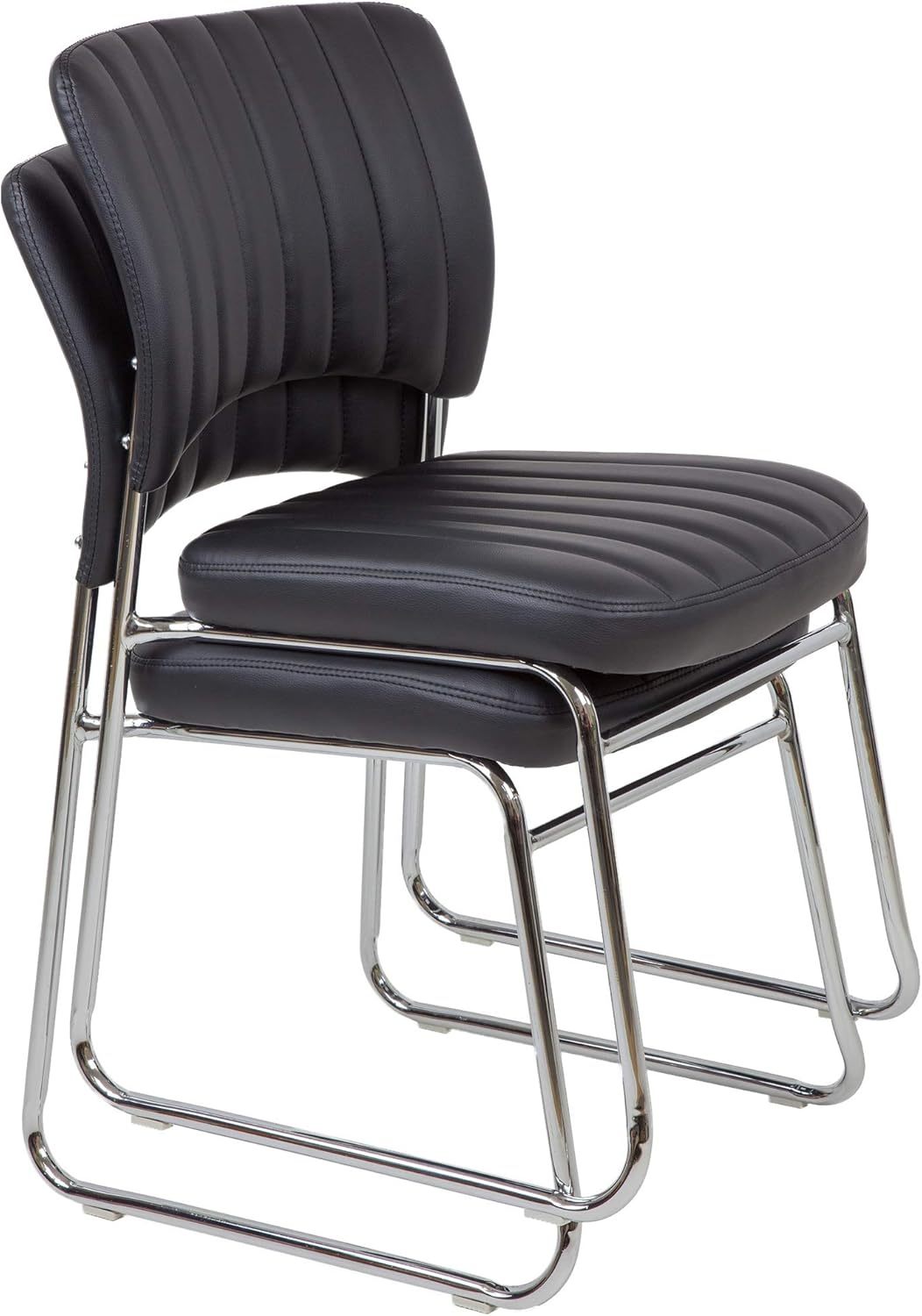 Stackable Meeting Chairs with Faux Leather Seat