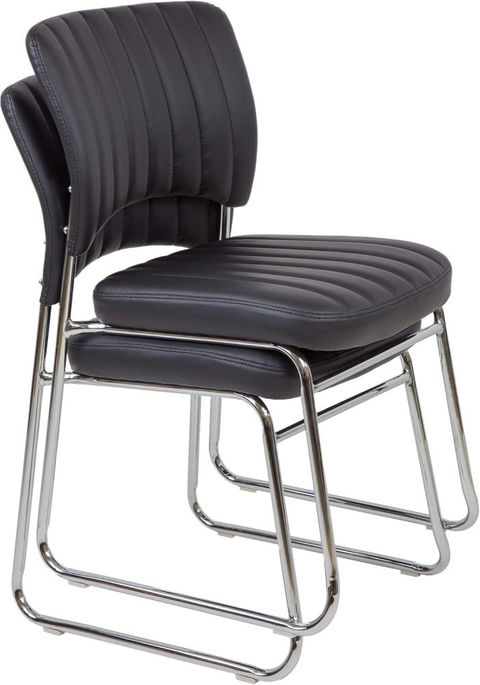 Stackable Meeting Chairs with Faux Leather Seat
