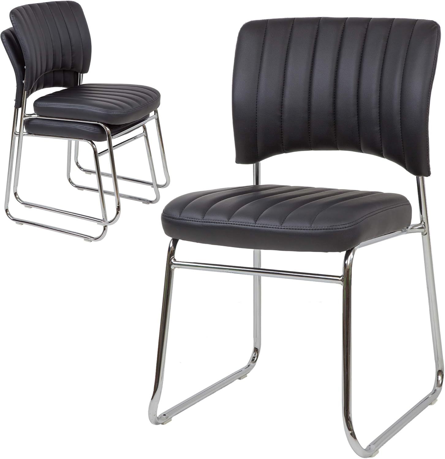 Stackable Meeting Chairs with Faux Leather Seat