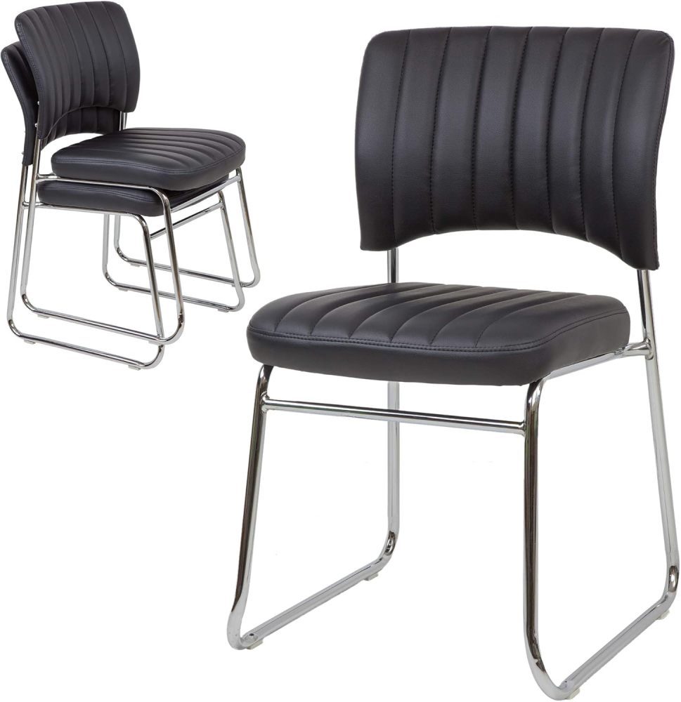 Stackable Meeting Chairs with Faux Leather Seat