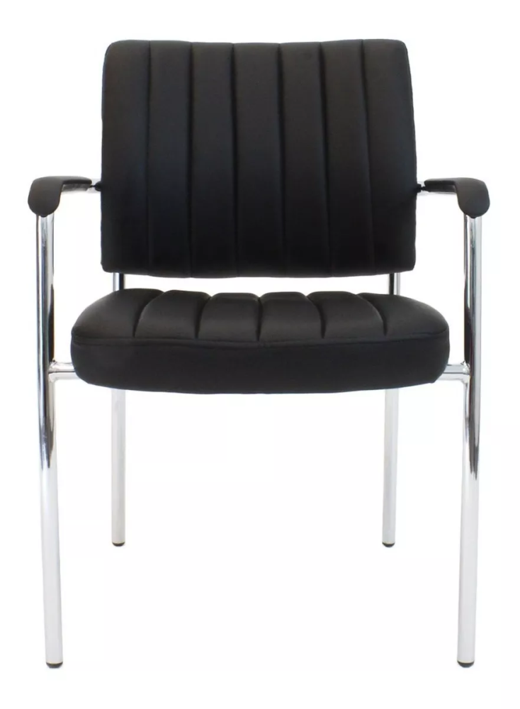 Visitor's Chair with Armrest PU Black