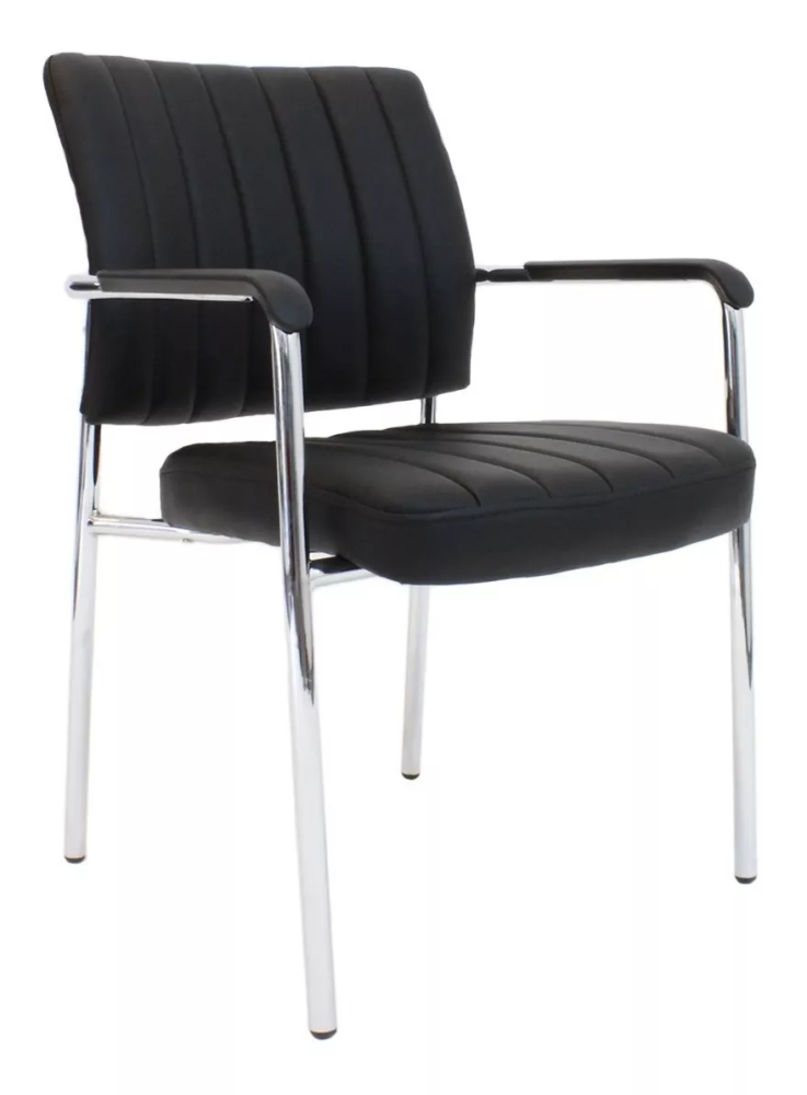Visitor's Chair with Armrest PU Black