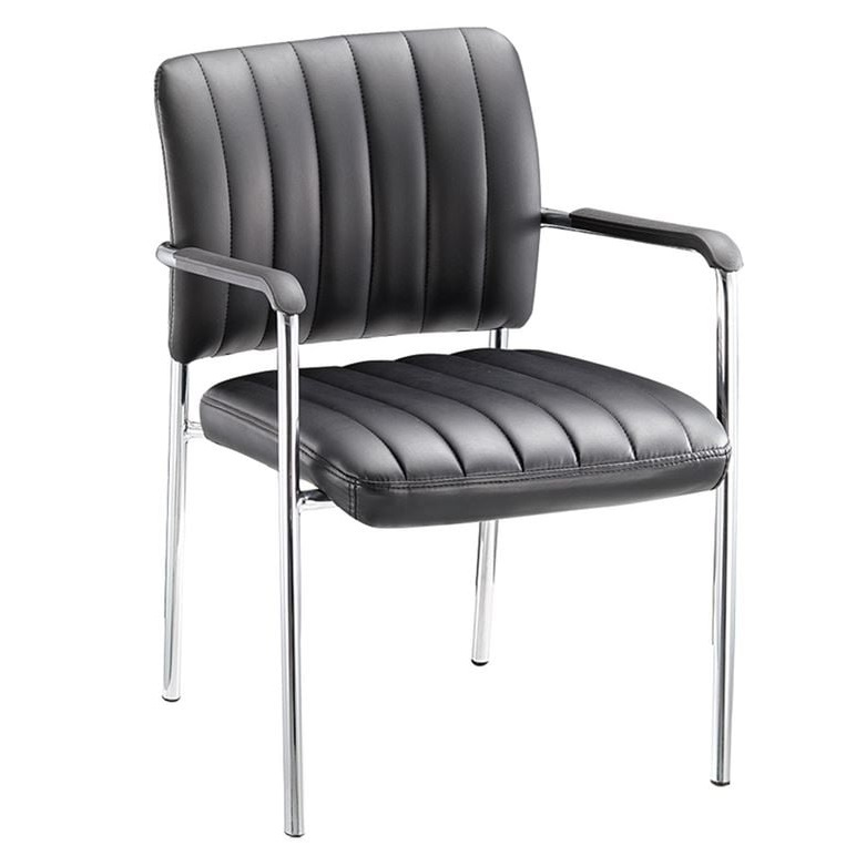Visitor's Chair with Armrest PU Black