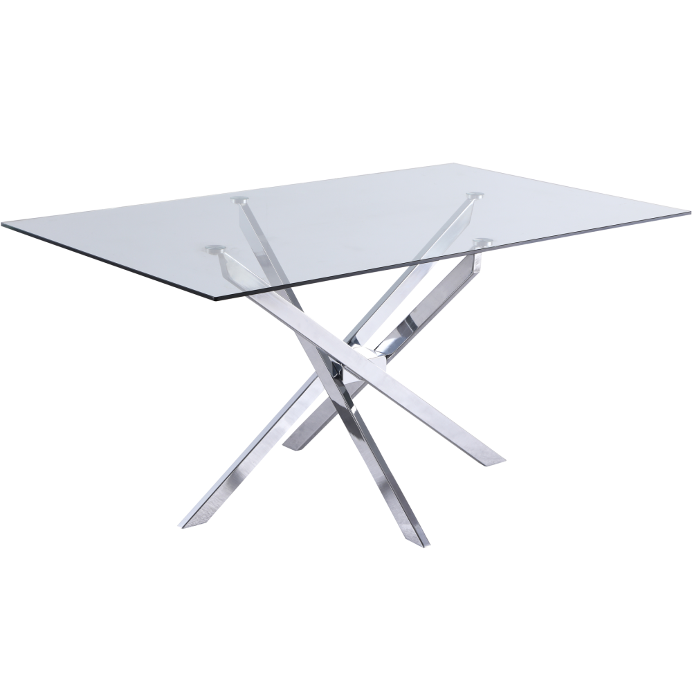 Tempered Glass Dining Room Table with Chromed Steel Legs 150X90cm