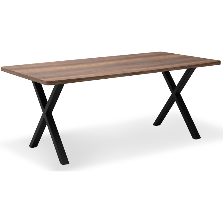 X Shape Metal Leg Dark Walnut Color Wood Tables 180X90cm