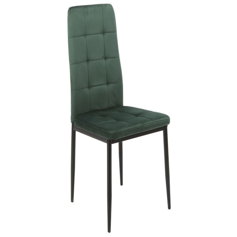 Velvet High Back Nordic Dining Chair Modern Fabric Chair with Black Legs