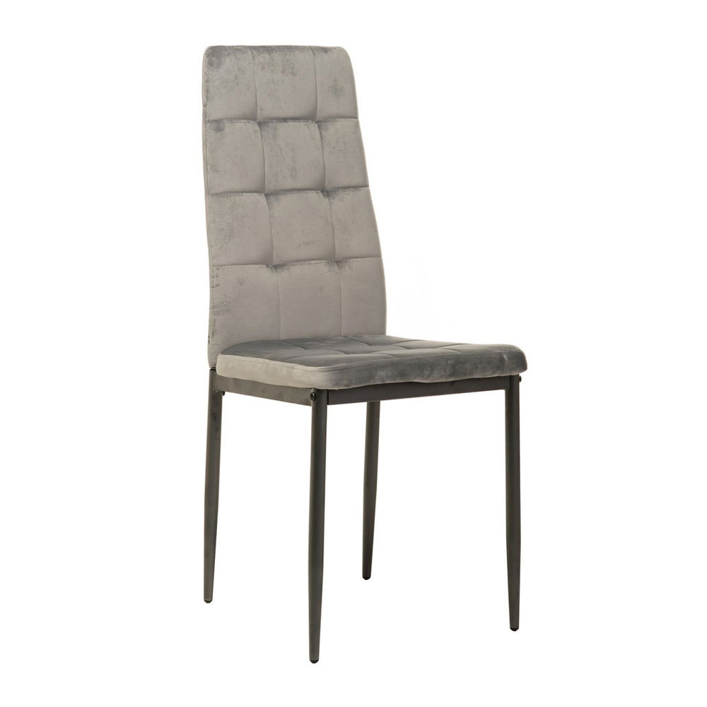 Velvet High Back Nordic Dining Chair Modern Fabric Chair with Black Legs