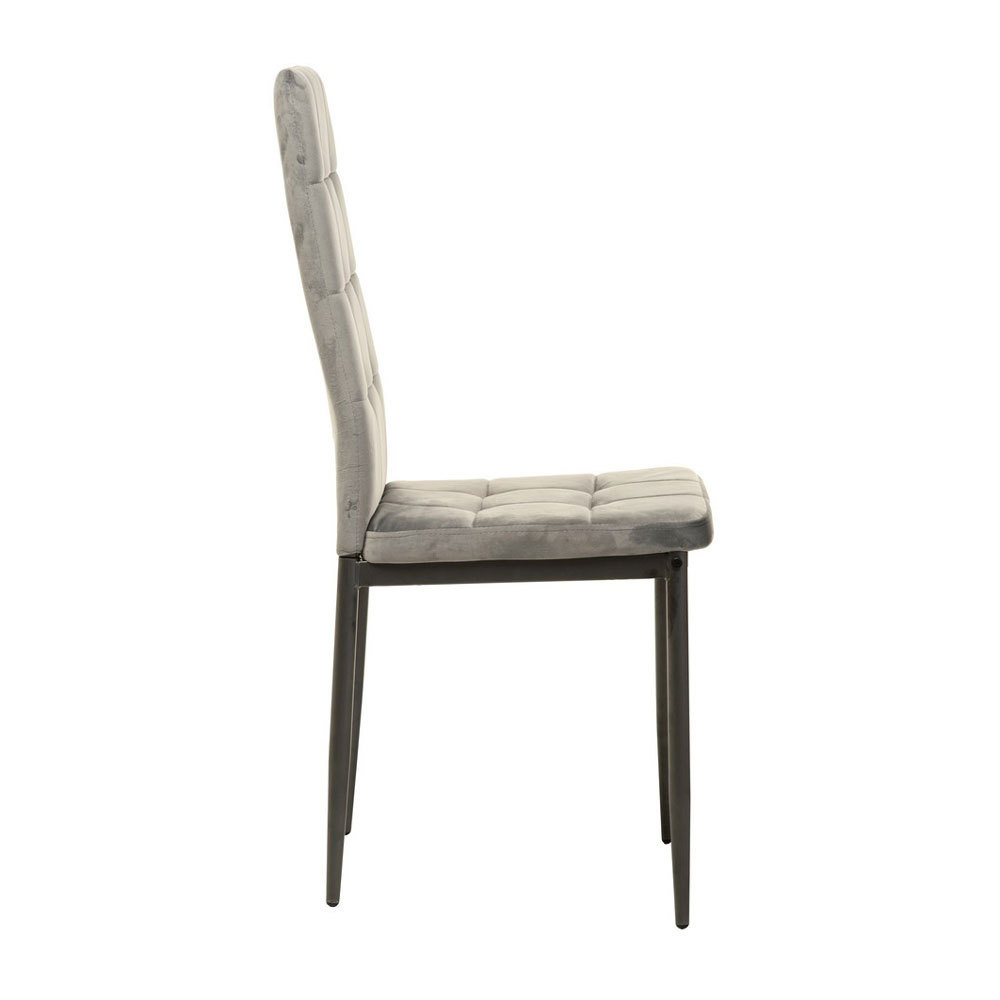 Velvet High Back Nordic Dining Chair Modern Fabric Chair with Black Legs