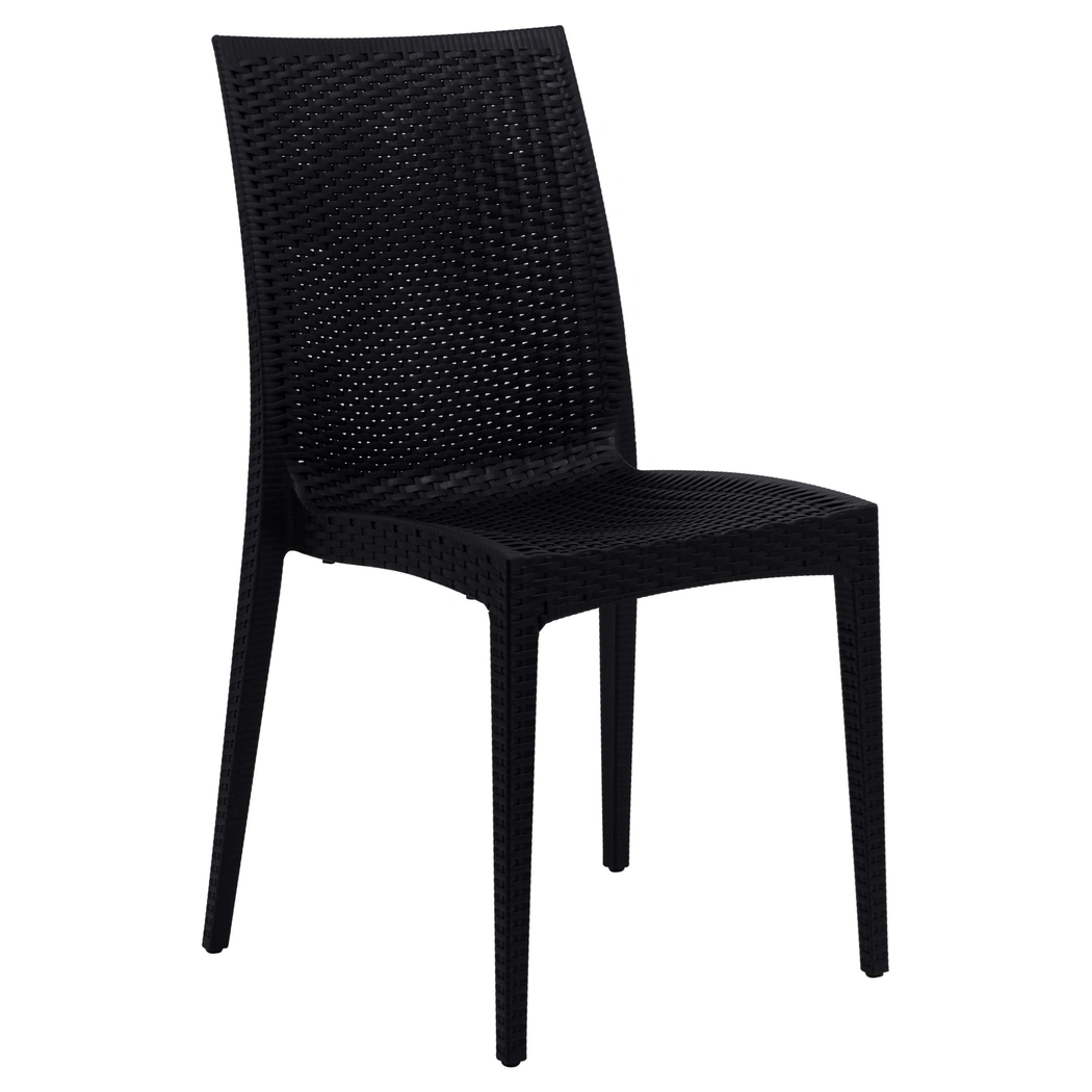 Plastic Armless Chair 1707black Rattan Desgin Dining Chair