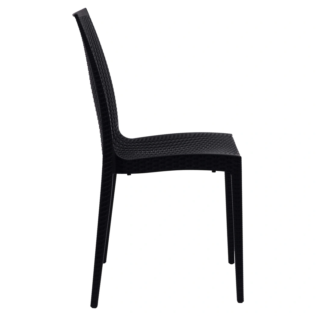 Plastic Armless Chair 1707black Rattan Desgin Dining Chair