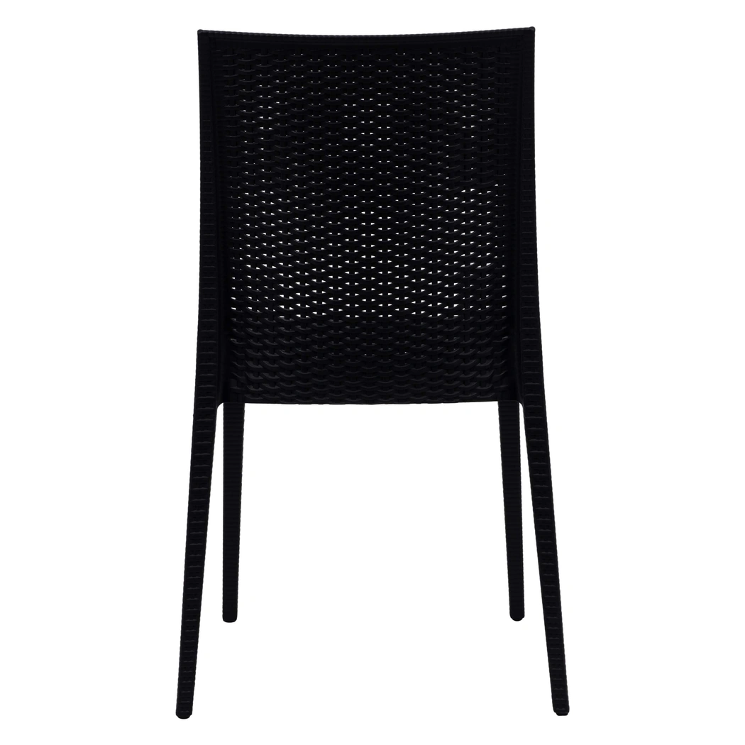 Plastic Armless Chair 1707black Rattan Desgin Dining Chair
