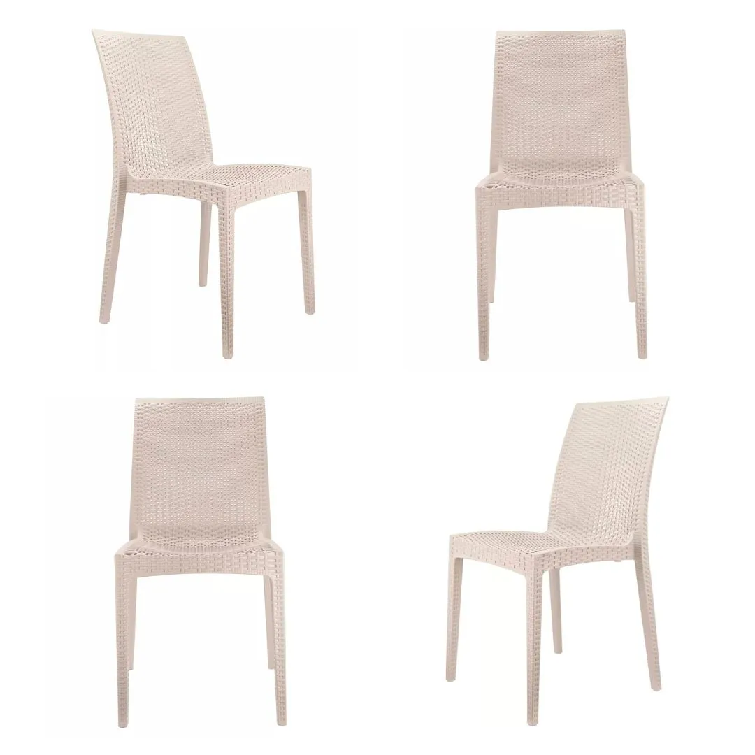 Plastic Armless Chair 1707black Rattan Desgin Dining Chair
