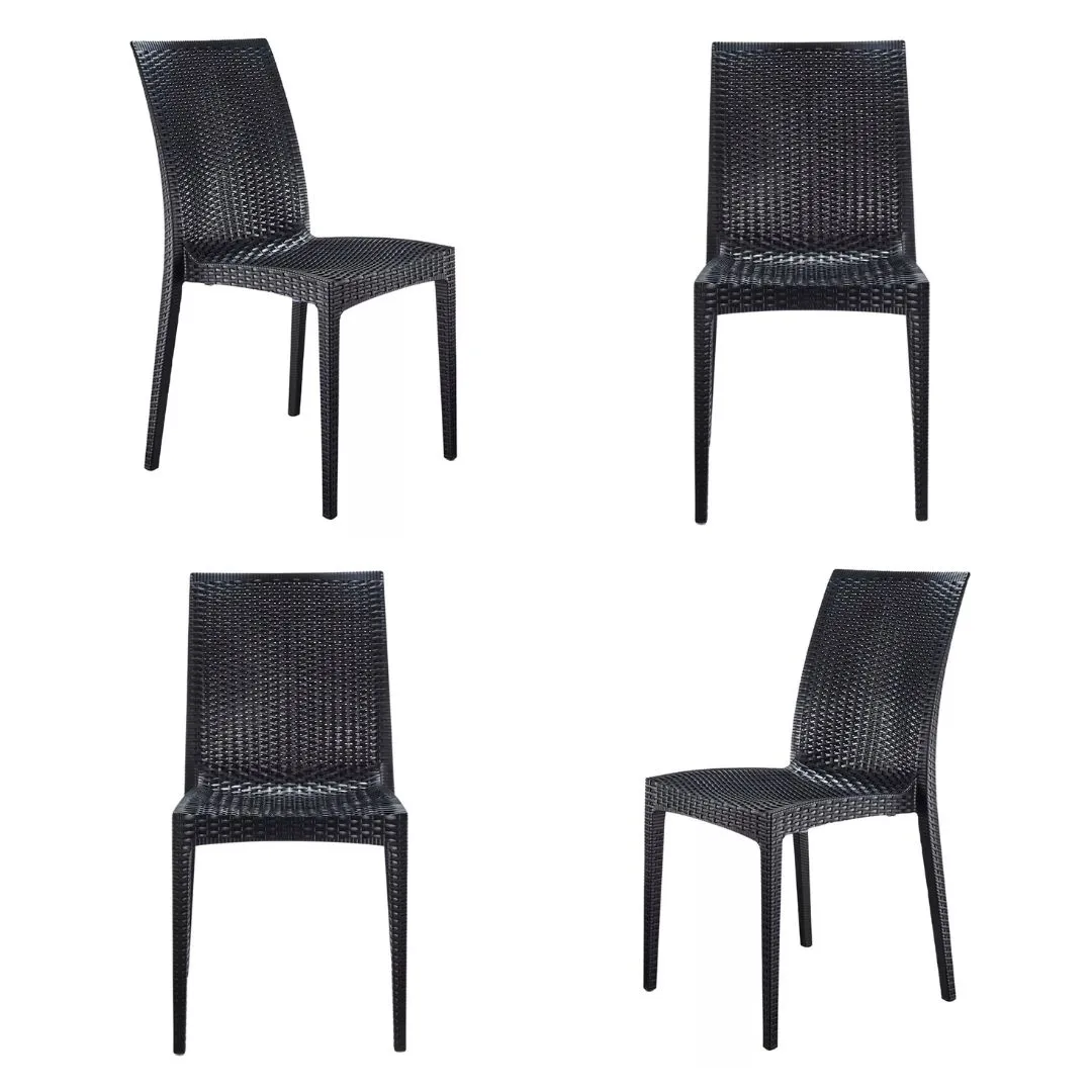Plastic Armless Chair 1707black Rattan Desgin Dining Chair