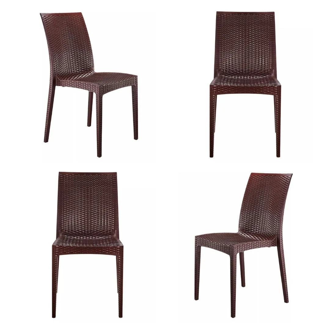 Plastic Armless Chair 1707black Rattan Desgin Dining Chair