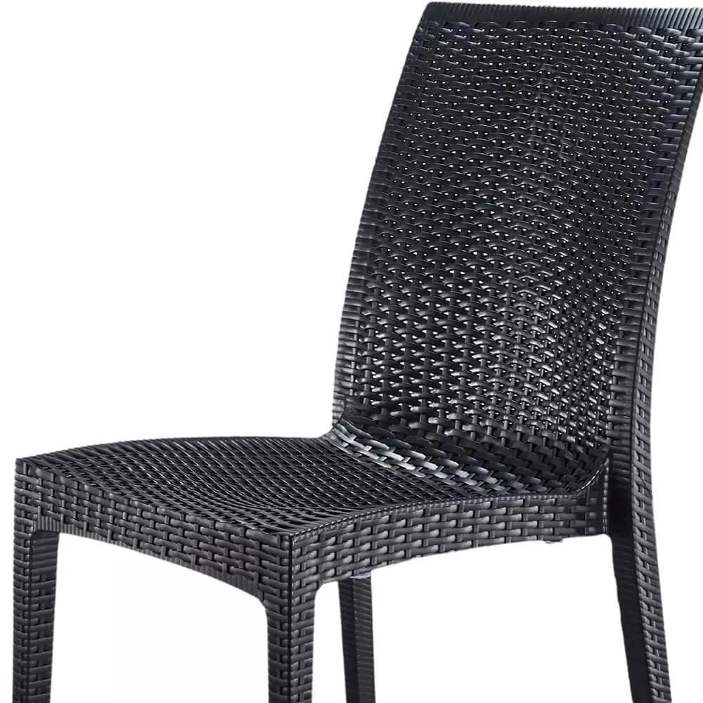 Plastic Armless Chair 1707black Rattan Desgin Dining Chair