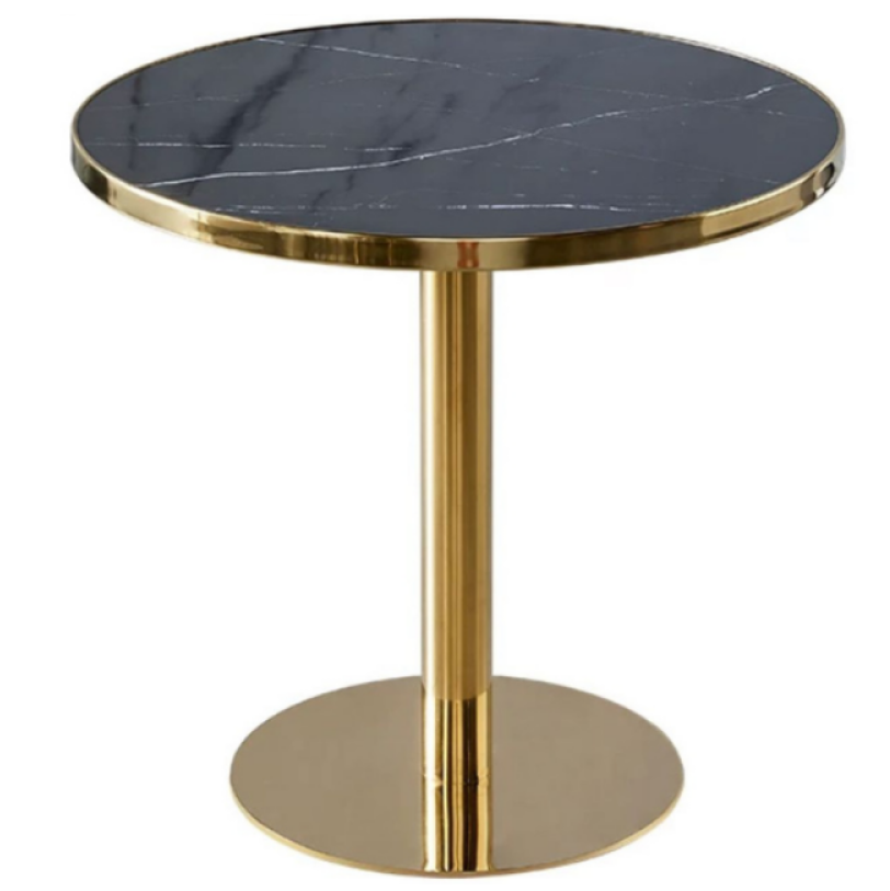Small Round Dining Table in Gold Black