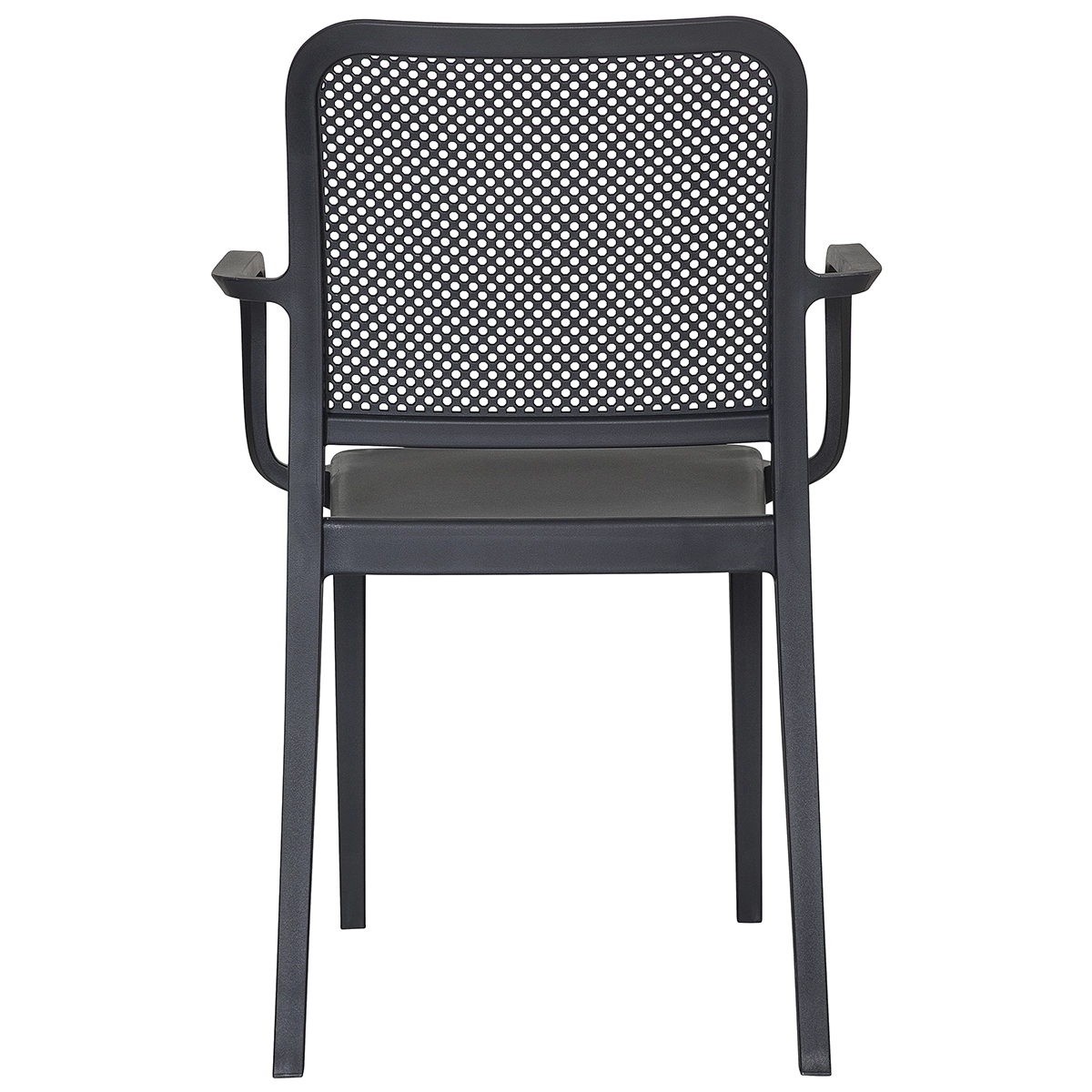Stackable polypropylene garden chair with armrests