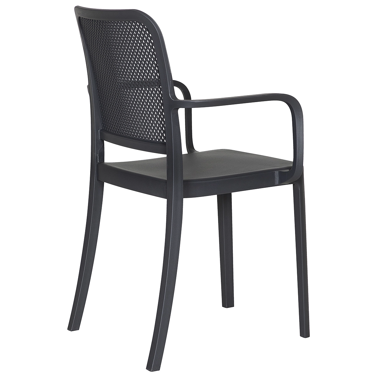 Stackable polypropylene garden chair with armrests