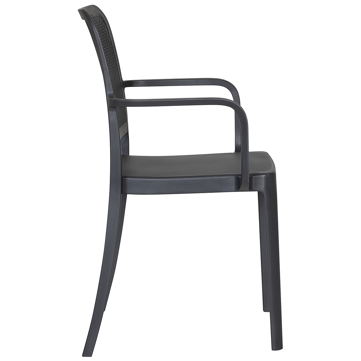 Stackable polypropylene garden chair with armrests