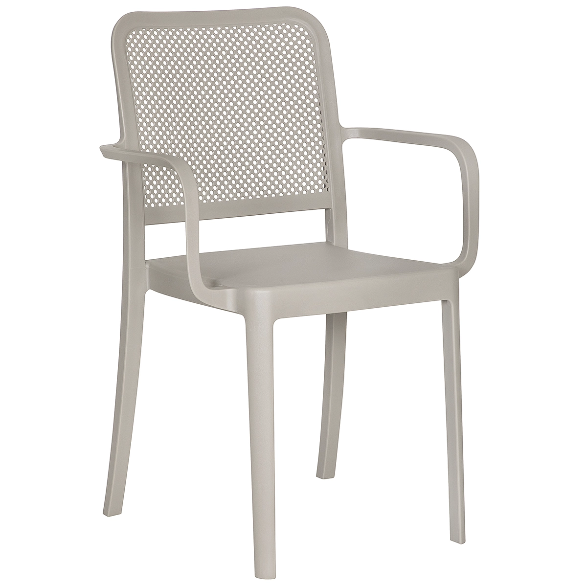 Stackable polypropylene garden chair with armrests