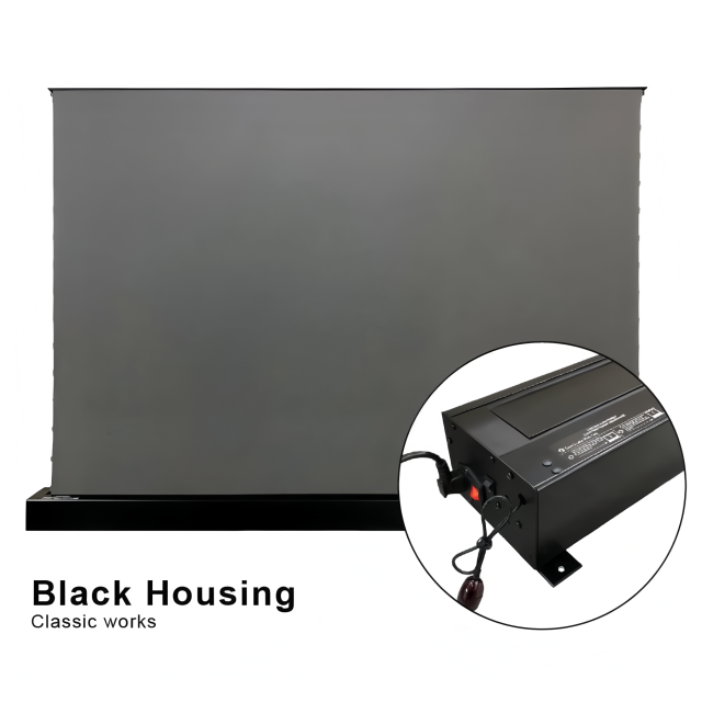 ALR Motorized Tension Floor Rising Obsidian Long Throw ALR Projector Screen