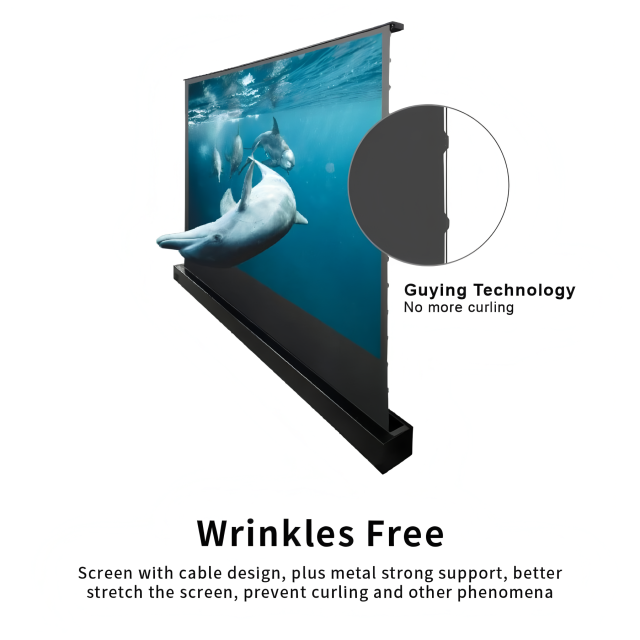 ALR Motorized Tension Floor Rising Obsidian Long Throw ALR Projector Screen