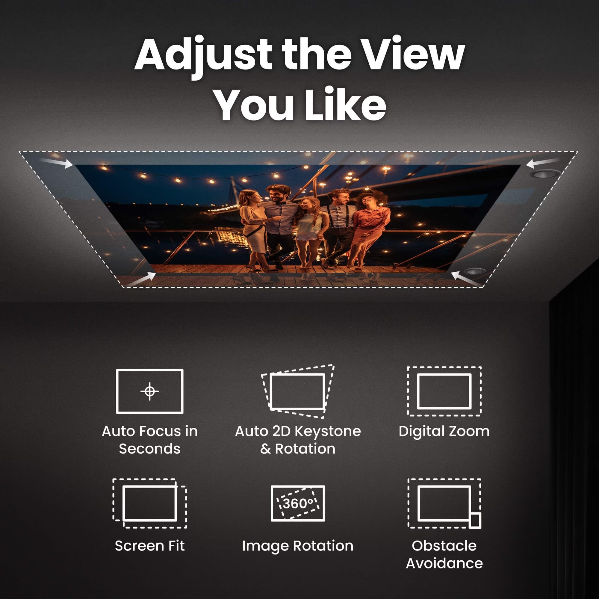 BenQ GV50P | 1080p 500lm Laser Portable Projector for Bedside Ceiling Projection with Google TV