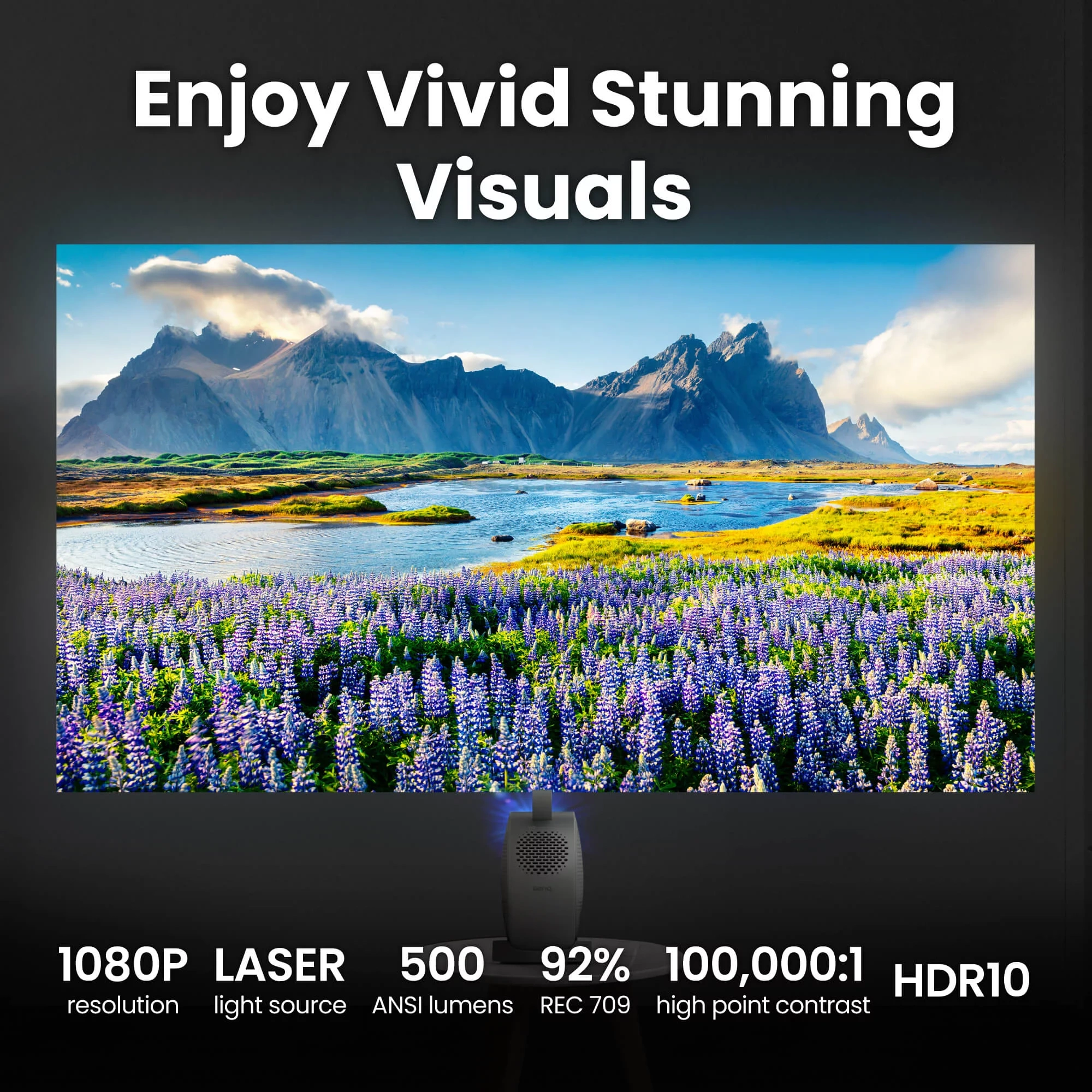 BenQ GV50P | 1080p 500lm Laser Portable Projector for Bedside Ceiling Projection with Google TV
