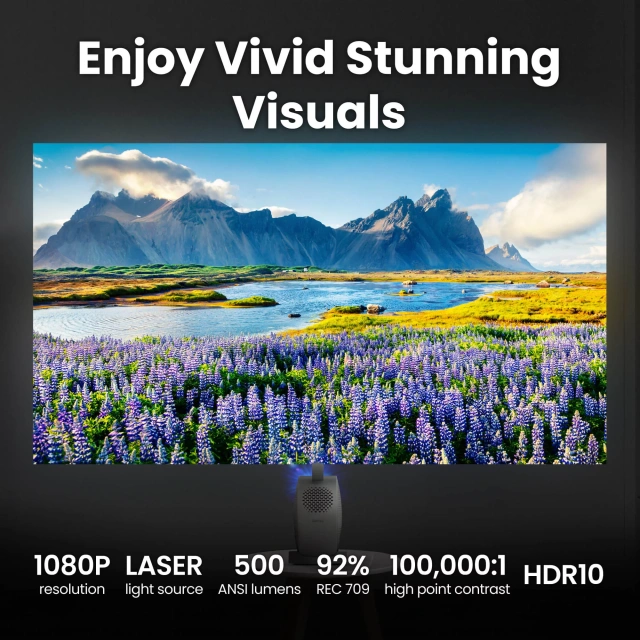 BenQ GV50P | 1080p 500lm Laser Portable Projector for Bedside Ceiling Projection with Google TV
