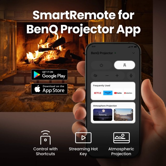 BenQ GV50P | 1080p 500lm Laser Portable Projector for Bedside Ceiling Projection with Google TV