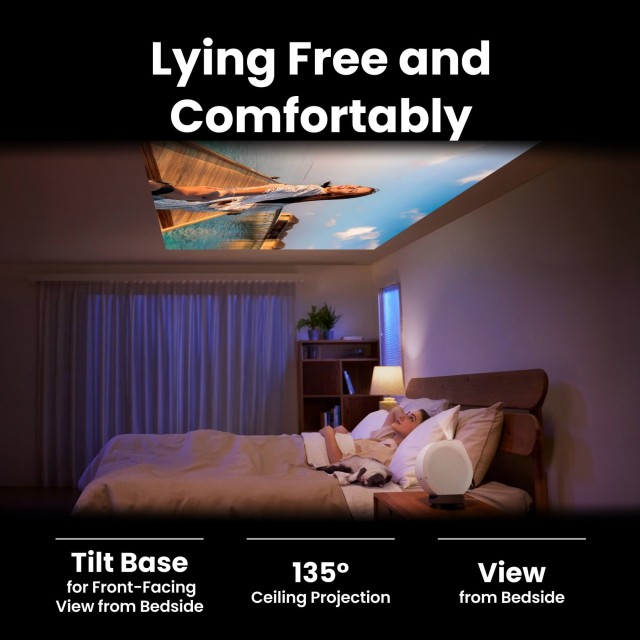 GV32 | 1080p 500lm LED Portable Projector for Bedside Ceiling Projection with Google TV