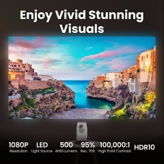 GV32 | 1080p 500lm LED Portable Projector for Bedside Ceiling Projection with Google TV