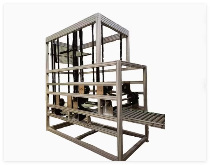 Juxin Continuous Lift Conveyor with Rubber Block Chain Horizontal and Vertical Transfer Goods