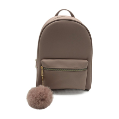 Fake Metal Zipper &Pompom  Backpack