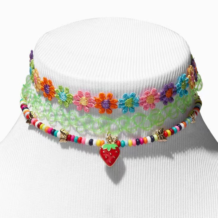 3-Pack Daisy&Strawberry Necklace