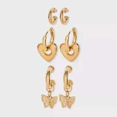 3-Pack Gold Plated Earrings