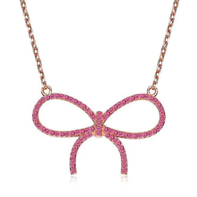 Rhinestone Bow Necklace