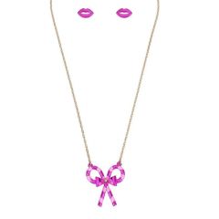Bow Necklace & lips Earring Set