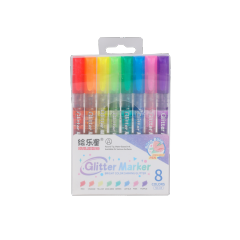 HUILEXING Marker Pen, 8 Colors Glitter Marker with Valve Structure,SF-218