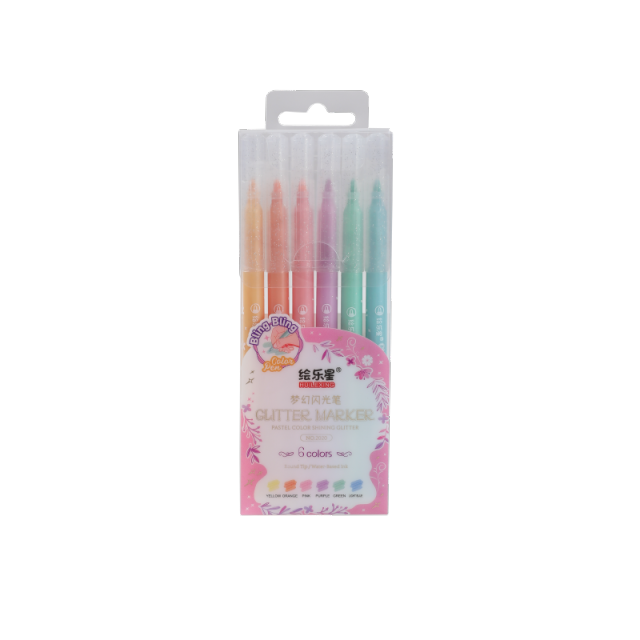 HUILEXING Marker Pen, 6 Colors Pastel Color Shining Glitter Marker,SF-2020