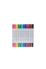 HUILEXING Fineliner, 12 Colors Dual Tip brush Marker, SF-688