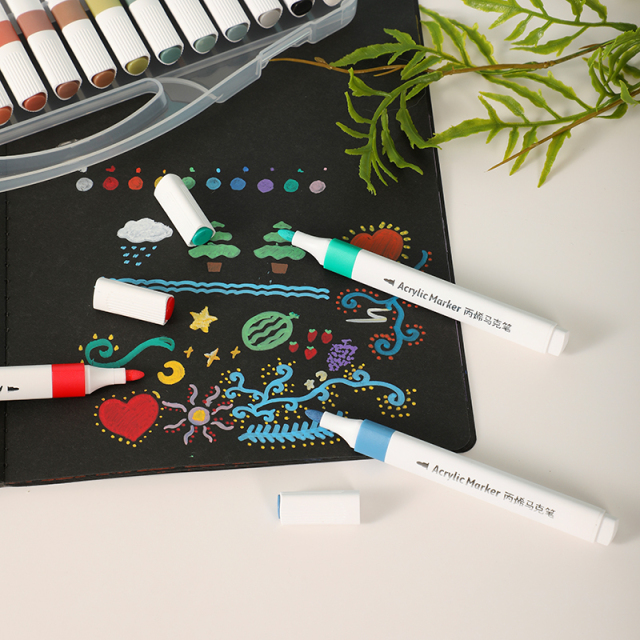 HUILEXING Marker Pen, 12/24/36/48 Colors Triangular Acrylic Marker, SF-166