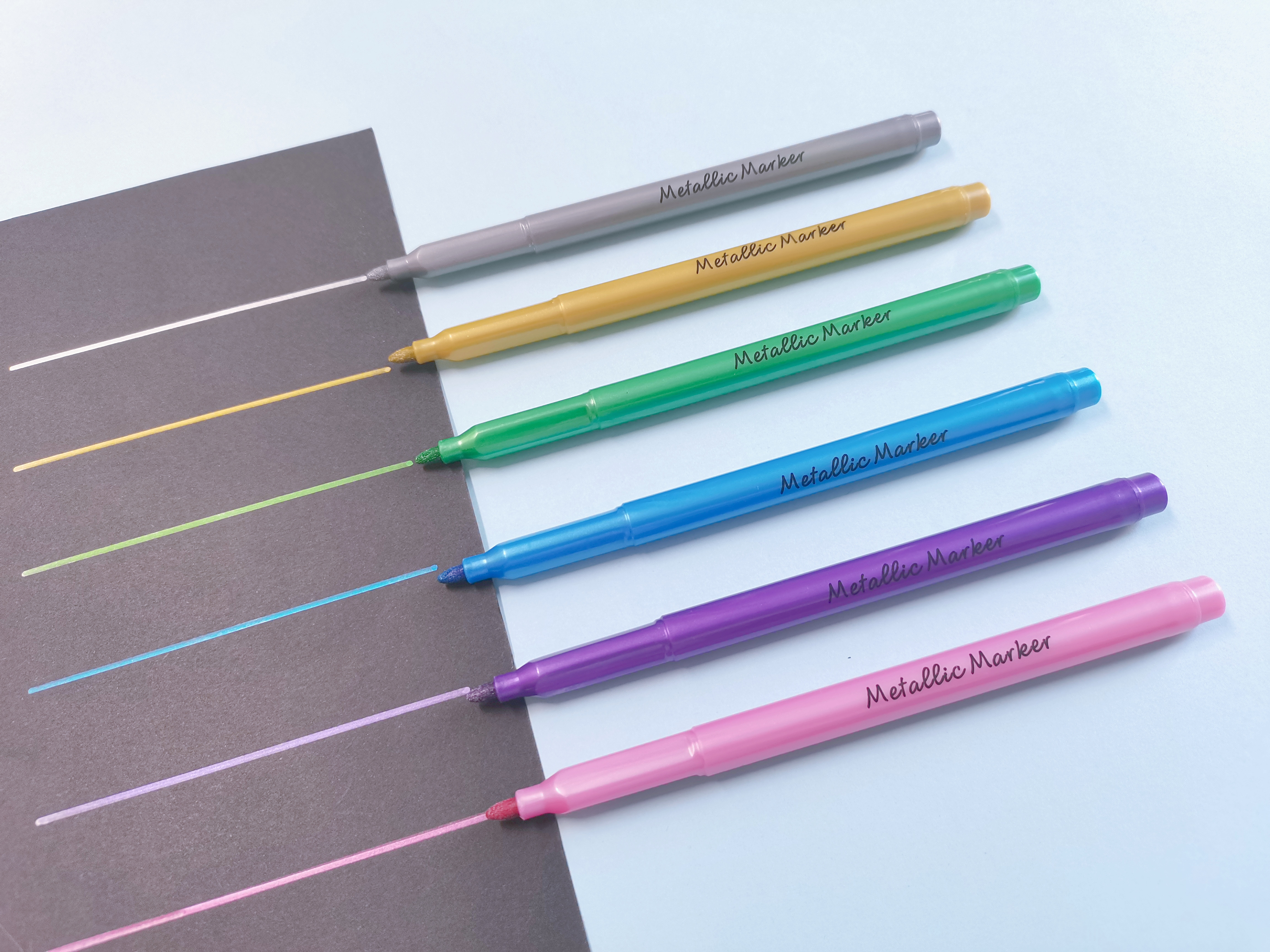 HUILEXING Marker Pen, 6 Colors Shining Metallic Marker,SF-2019 Metallic Color