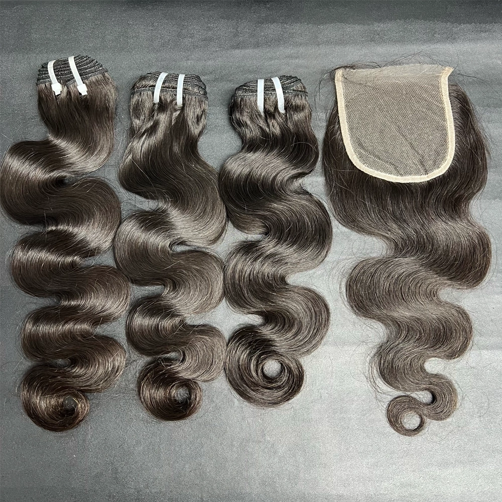 3 Pieces Raw Hair Bundles With 4x4 Lace Closure Body Wave